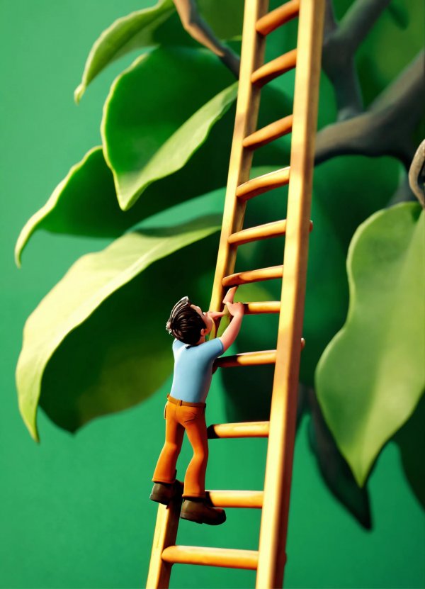 A man climbs a ladder when the ladder is placed on.jpg