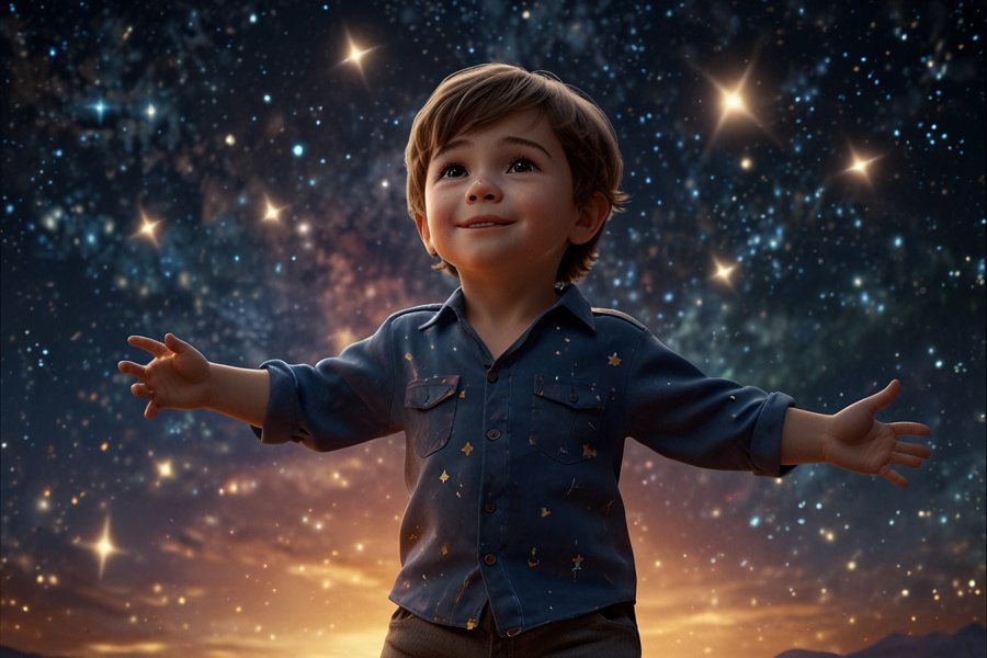Default_A_little_boy_dancing_among_the_stars_in_the_sky_in_CGI_1.jpg