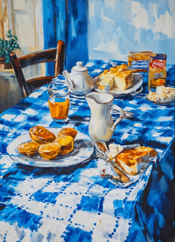 Oil painting style on canvas of a table set with a.jpg