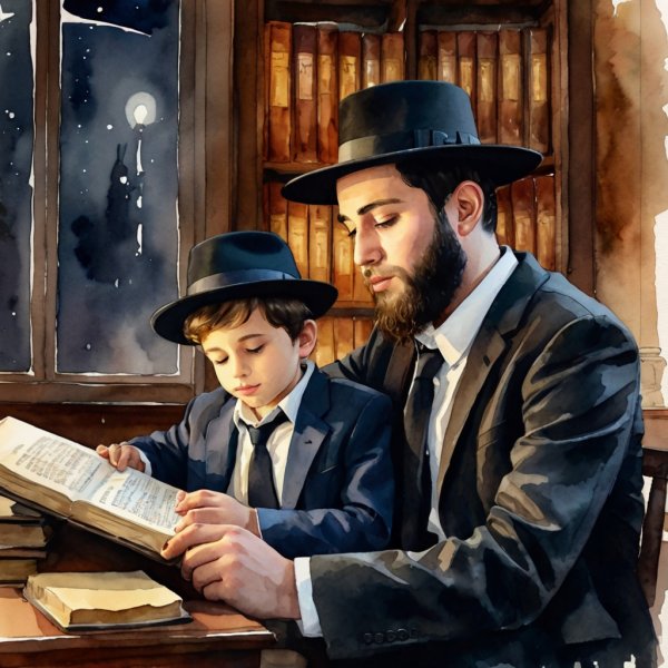 Default_A_young_ultraOrthodox_Jewish_father_and_son_sit_in_the_1.jpg