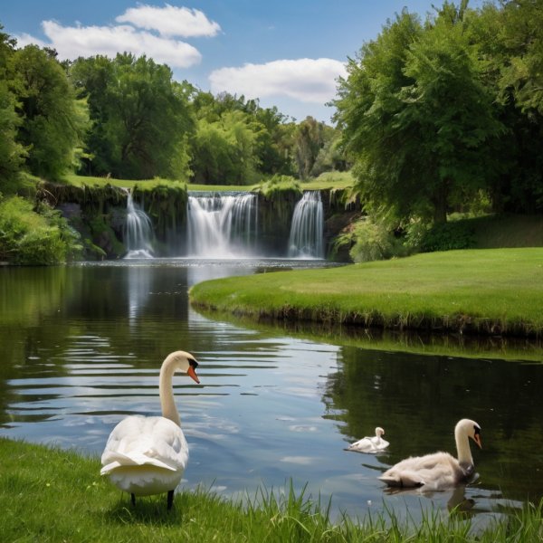 Default_A_waterfall_with_green_grass_around_and_a_small_lake_w_1.jpg