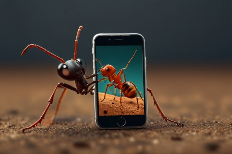 Default_Realistic_image_of_an_ant_holding_a_phone_0.jpg