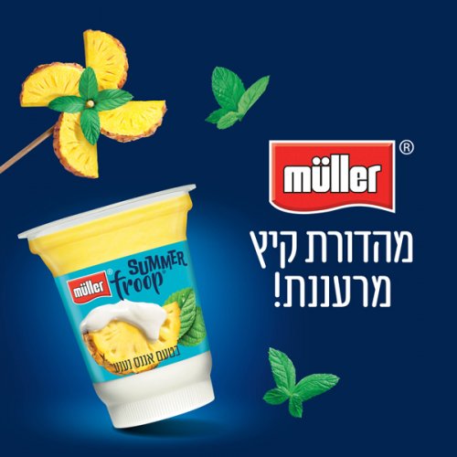 יוגורט עם קציפת פרי בטעמי אננס-נענע ולימונענע