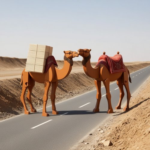 Default_Two_camels_meet_on_the_road_in_a_ditch_and_one_camel_i_1.jpg