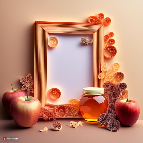 Firefly a photo frame quilling, warm colors with apples and honey jar 39366.jpg