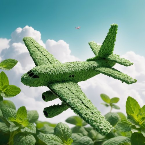 AlbedoBase_XL_An_airplane_made_of_mint_leaves_flies_in_the_air_1.jpg