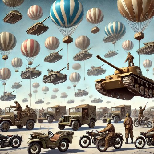 DALL·E 2024-09-18 23.46.55 - A scene of an enemy military base where all vehicles—tanks, jeeps...jpg