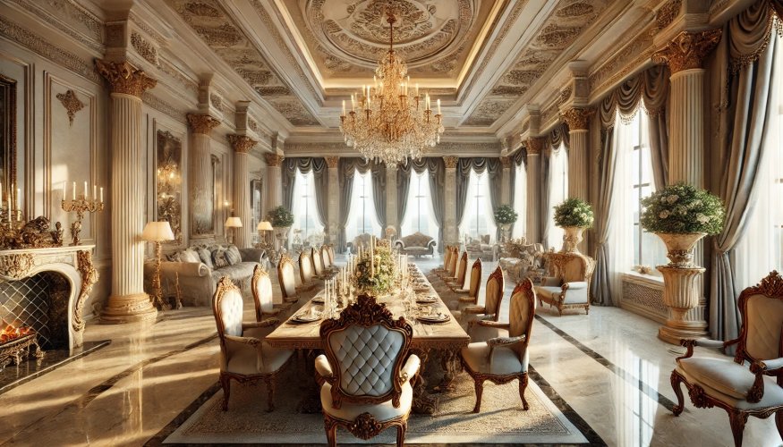 DALL·E 2024-09-20 01.12.14 - A grand, luxurious living room with an expansive dining table set...jpg