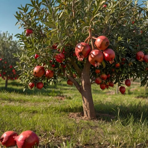 Leonardo_Kino_XL_Pomegranate_trees_in_the_grass_clear_sky_real_0.jpg