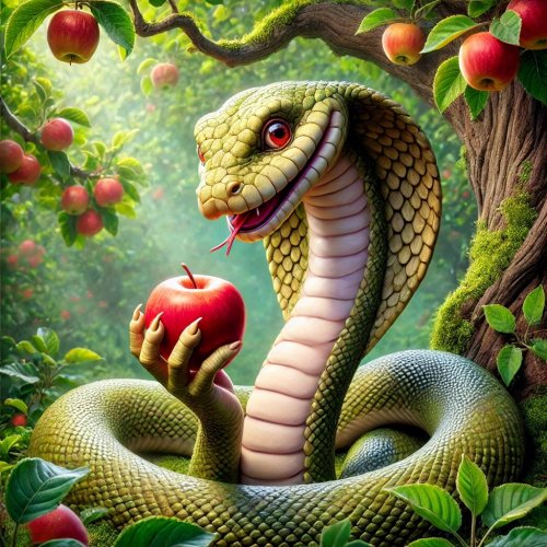 DALL·E 2024-10-30 00.28.44 - A realistic and humorous depiction of the serpent in the Garden o...jpg