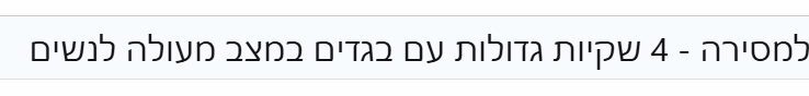 למסירה - 4 שקיות גדולות עם בגדים במצב מעולה לנשים