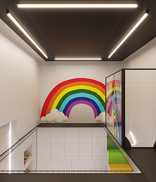 עיצוב חדר משחקים בגובה – כשהתקרה הגבוהה הפכה להרפתקה צבעונית 🌈