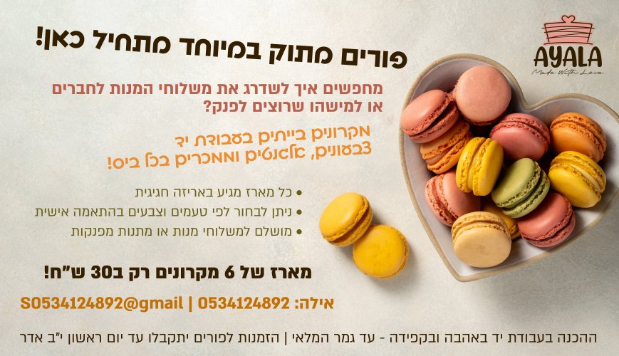 מקרונים שווים לפורים - ירושלים