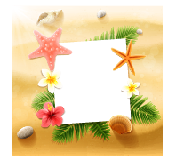 Shell with flower summer beach background vector 01.png