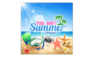 Shell with flower summer beach background vector 06 .png