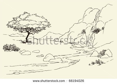 stock-vector-vector-landscape-tree-near-a-mountain-stream-in-the-meadow-66194026.jpg