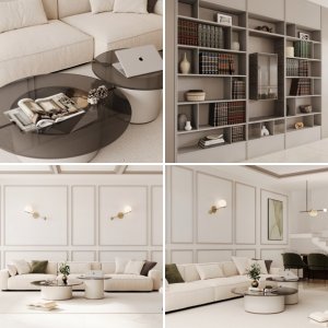 חלל מגורים - סלון וספרייה