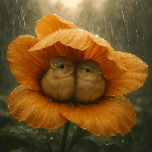 ציפורים בפרח קסום