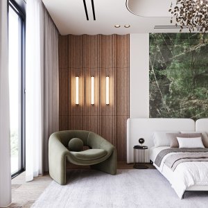 חדר שינה Master | שילוב חומרים וטקסטורות