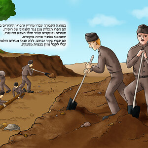 היהודים עובדים בפרך במחנה העבודה