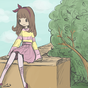 ילדה על גדר